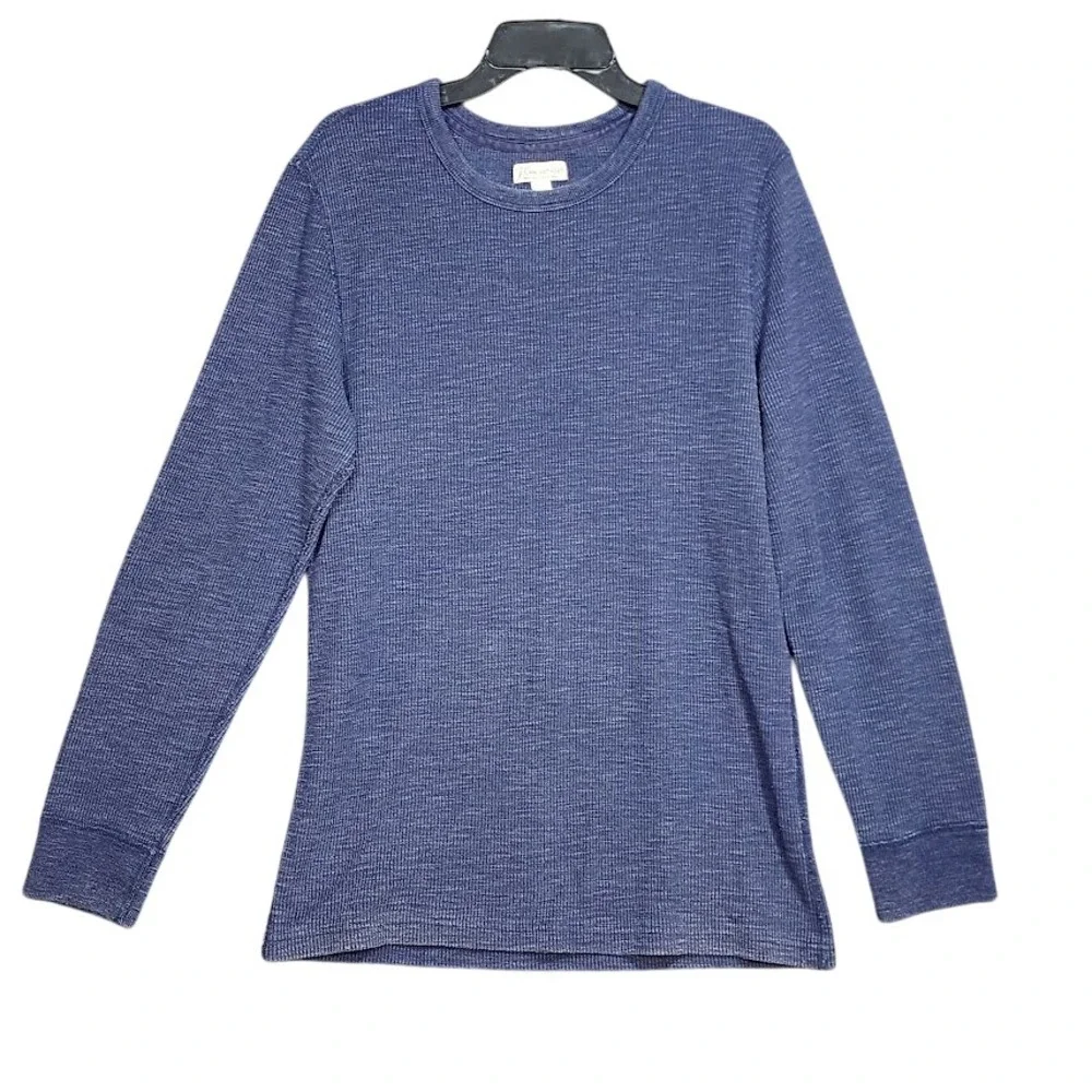J.‎ Crew Knit Goods Mens Blue Waffle Knit Long Sleeve Crewneck Shirt Large